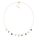 Collana Cerchi Multicolore E Pavé Di Diamanti Oro 18kt