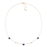 Collana Cuori Lapislazzuli E Diamanti Oro 18 Kt