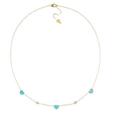 Collana Cuori Turchese E Diamanti Oro 18 Kt