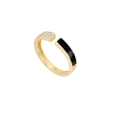 Anello Unica aperto Onice e Diamanti