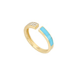 Anello Unica Aperto Turchese e Diamanti