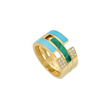 Anello Unica Fascia Turchese, Malachite e Diamanti