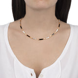 Indossato Collana Unica Girocollo Onice, Madreperla e Diamanti