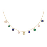 Collana Cerchi Multicolore e Pave Di Diamanti Oro 18kt