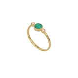 Anello Cerchio Malachite E Diamanti Oro 18Kt