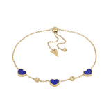 Bracciale Cuori Lapislazzuli E Diamanti Oro 18Kt