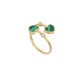 Anello Contrarie Cuori Malachite E Diamanti Oro 18Kt