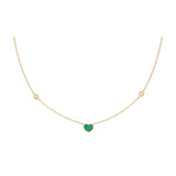 Collana Cuore Malachite E Diamanti Oro 18Kt