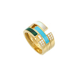 Video Anello Unica Fascia Turchese, Malachite, Madreperla e Diamanti