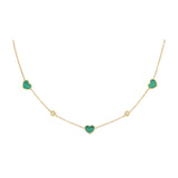 Collana Cuori Malachite E Diamanti 18 Kt