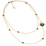 Collana 90 cm Giove Malachite E Diamanti