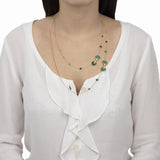 Indossato Collana 120 cm Giove Malachite E Diamanti