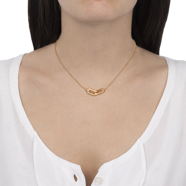Indossato Collana Legami Oro Lucido e Diamanti