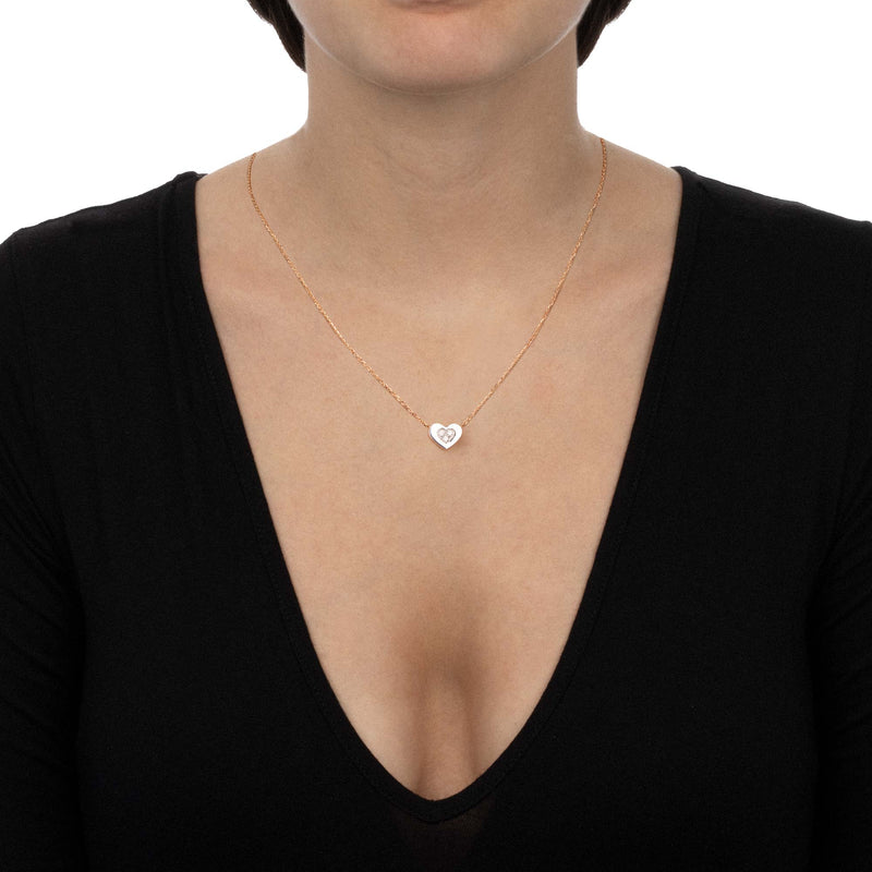 Indossato Collana Secret Cuore con Pavè di Diamanti