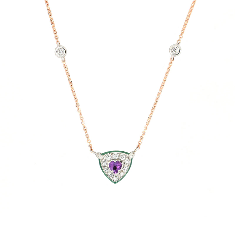 Collana Bonbon Triangolo Ametista, Onice Verde e Diamanti
