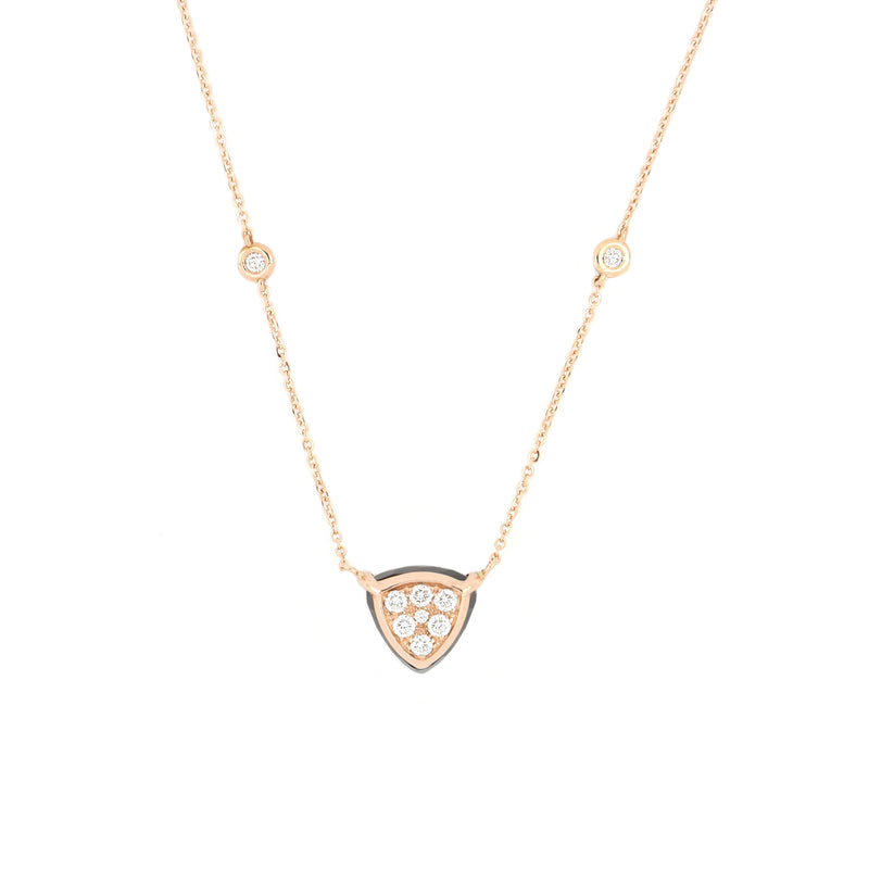 Collana Bonbon Triangolo Quarzo Fumé e Diamanti