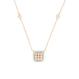 Collana Bonbon Quadrato Turchese e Diamanti
