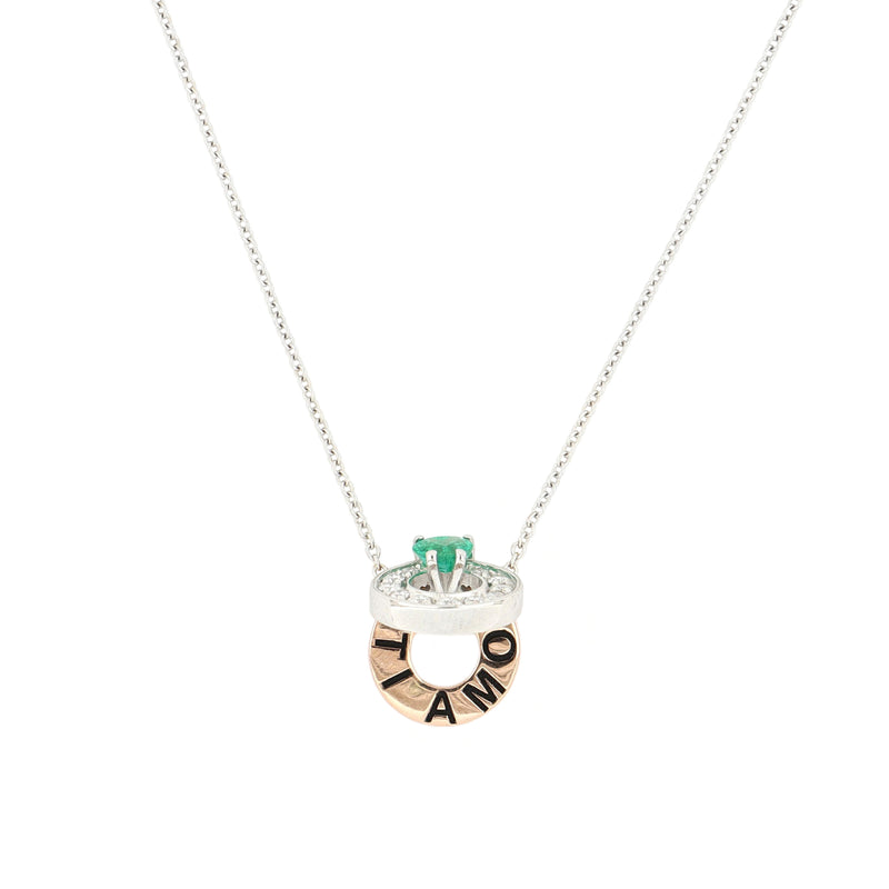 Collana Secret con Cuore Smeraldo Dettaglio