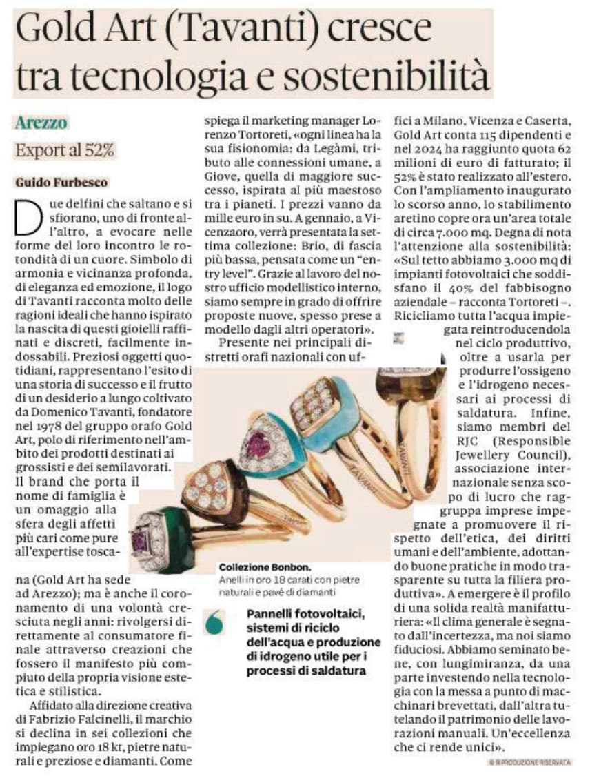 Gold Art (Tavanti) cresce tra tecnologia e sostenibilità