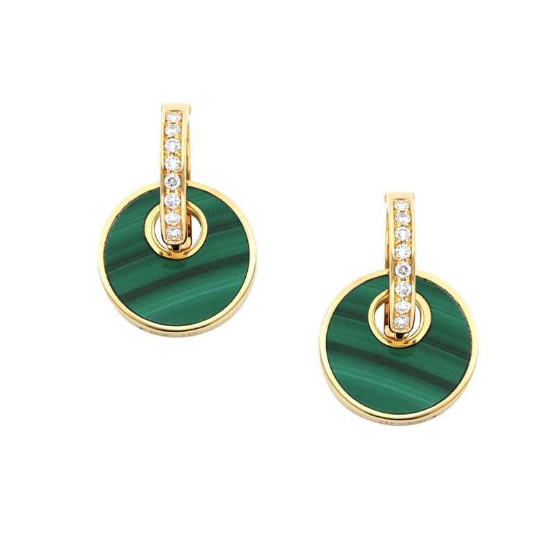 Giove Big Earrings Malachite And Diamonds