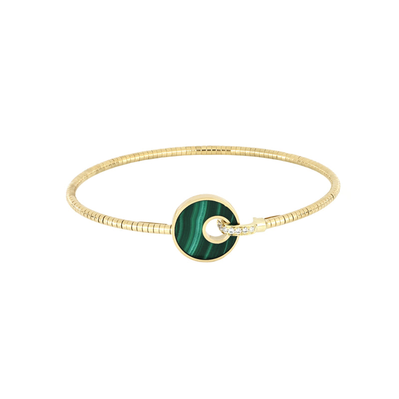 Bracciale Rigido Giove Malachite e Diamanti