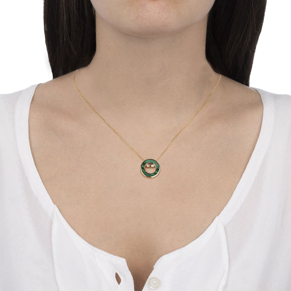 Indossato Collana Essenza Malachite e Diamanti