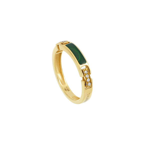 Anello Unica Malachite e Diamanti