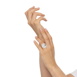 Indossato Anello Giove Stars Grande Oro Bianco