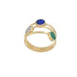 Anello Cerchi Multicolore E Pave Di Diamanti Oro 18kt