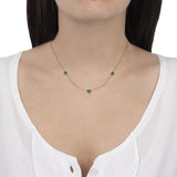 Indossato Collana Cuori Malachite E Diamanti 18Kt