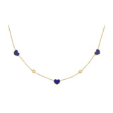 Collana Cuori Lapislazzuli E Diamanti Oro 18Kt