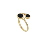 Anello Contrarie Cerchi Onice E Diamanti Oro 18Kt