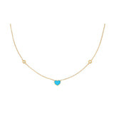 Collana Cuore Turchese E Diamanti Oro 18Kt