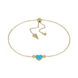 Bracciale Cuore Turchese E Diamanti Oro 18Kt