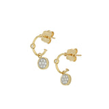 Orecchini Charm Cerchio Oro Giallo E Pave Di Diamanti Oro 18Kt
