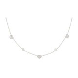 Collana Cuori Oro Bianco E Pave Di Diamanti Oro 18Kt