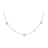 Collana Cuori Oro Giallo E Pave Di Diamanti Oro 18Kt