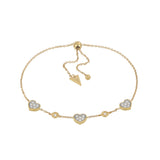 Bracciale Cuori Oro Giallo E Pave Di Diamanti Oro 18Kt