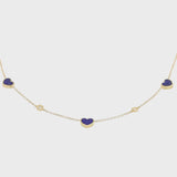 Collana Cuori Lapislazzuli E Diamanti Oro 18 Kt