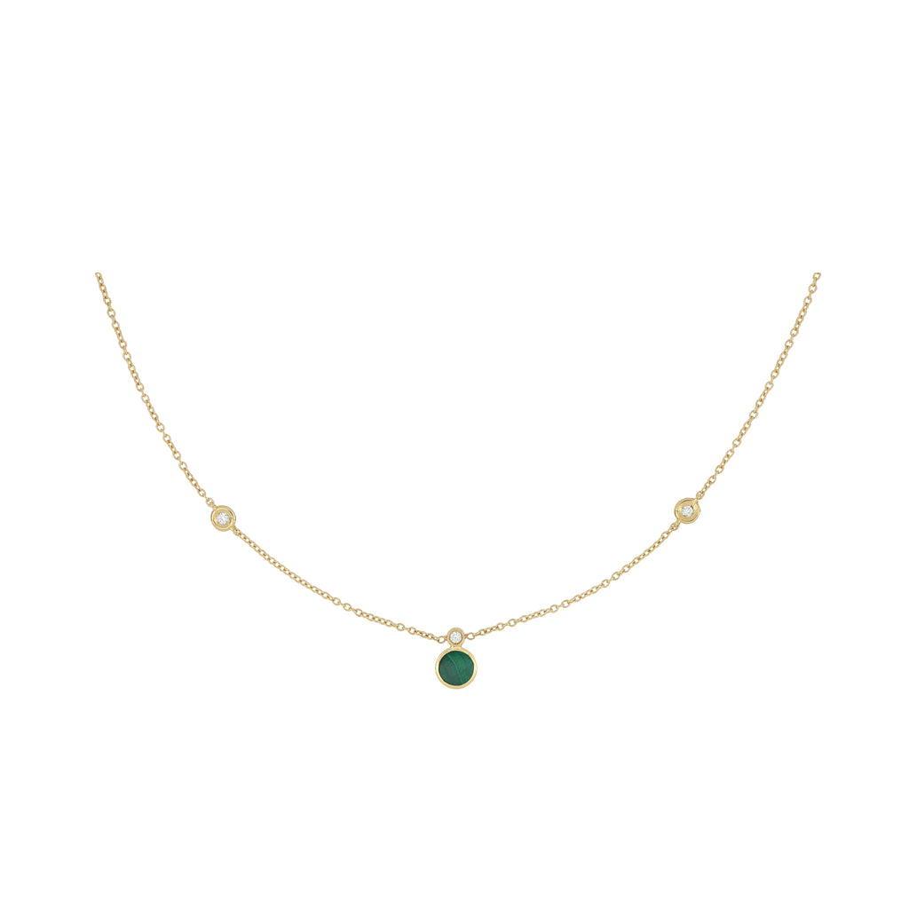 Collana Cerchio Malachite E Diamanti Oro 18kt