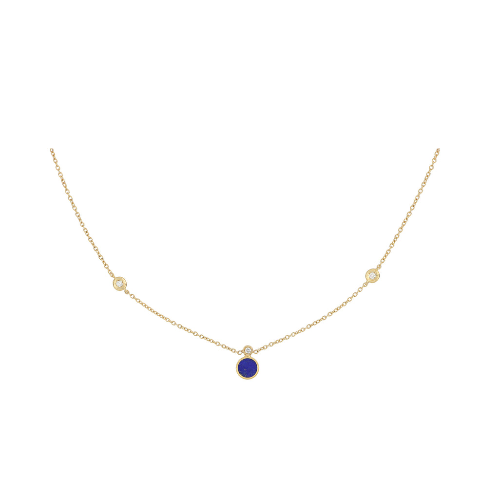 Collana Cerchio Lapislazzuli E Diamanti Oro 18 Kt