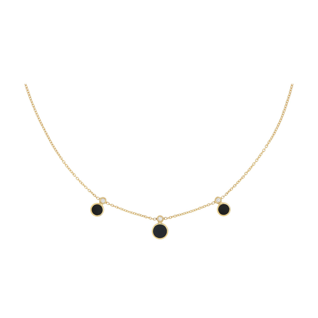 Collana Cerchi Onice E Diamanti Oro 18 Kt