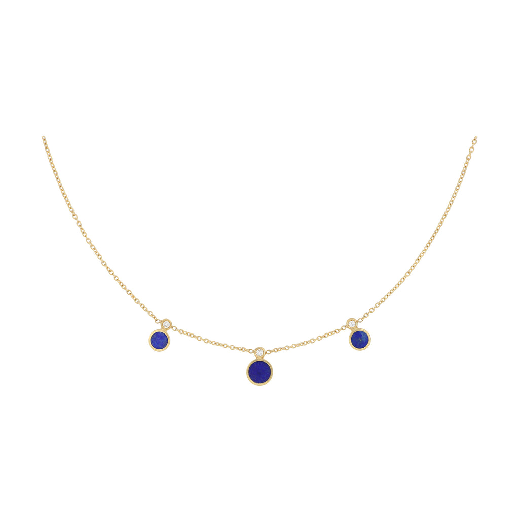 Collana Cerchi Lapislazzuli E Diamanti Oro 18 Kt