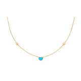 Collana Cuore Turchese E Diamanti Oro 18 Kt