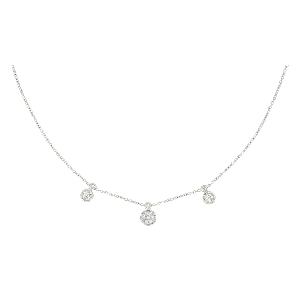 Collana Cerchi Oro Bianco E Pavé Di Diamanti Oro 18 Kt