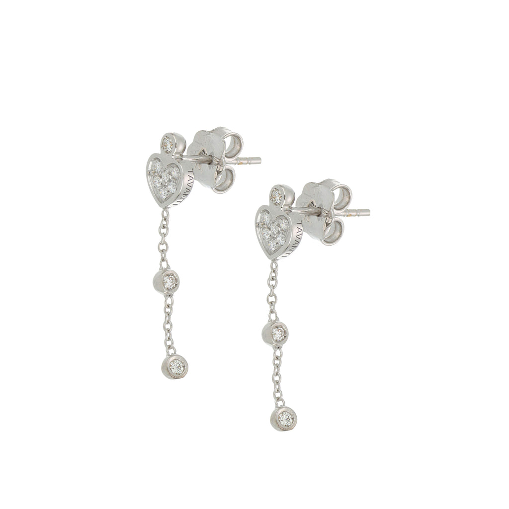 Orecchini Pendenti Brio Cuore Oro Bianco E Pavè di Diamanti