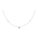 Collana Cuore Oro Bianco E Pavé Di Diamanti Oro 18 Kt