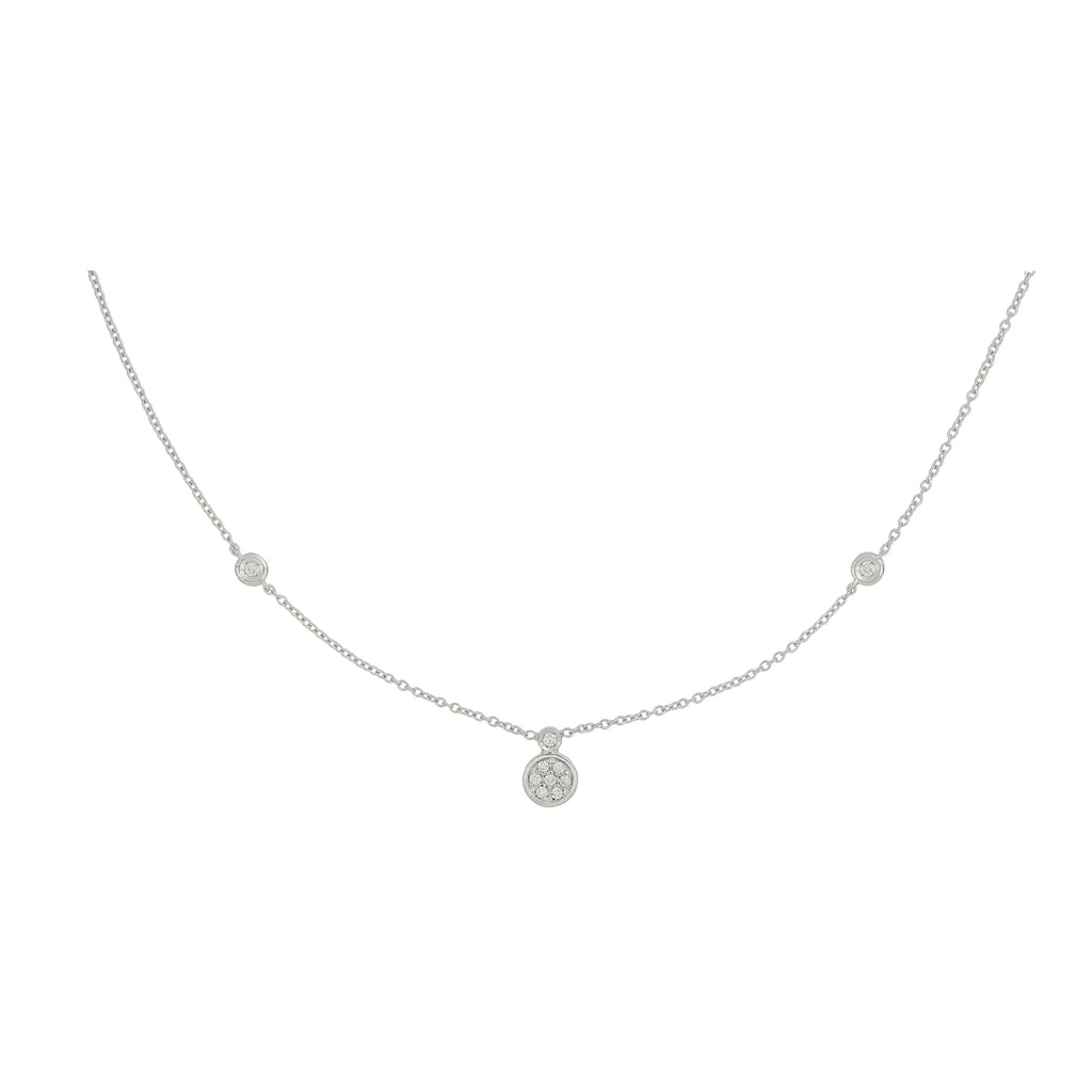 Collana Cerchio Oro Bianco E Pave Di Diamanti Oro 18Kt