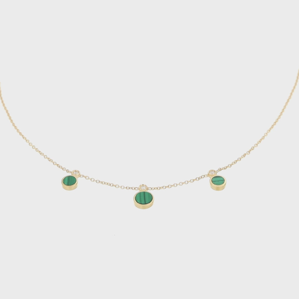 Collana Cerchi Malachite E Diamanti Oro 18 Kt