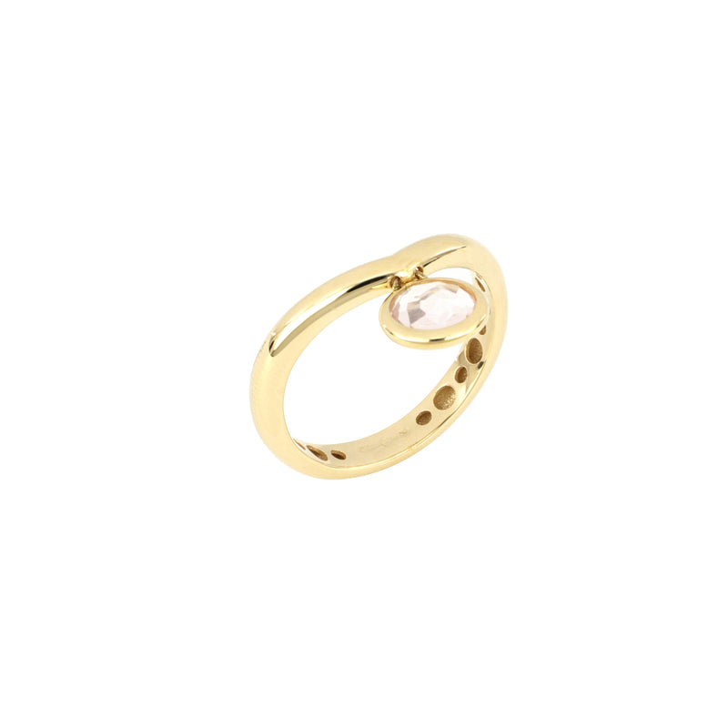 Anello Luna con Charm Quarzo Rosa